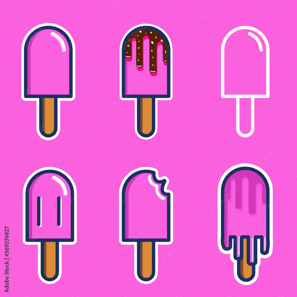 Icon Set of Ice Cream Stick Vector Design Icon Set of Ice Cream Stick Vector Design