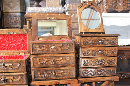 beautiful hand carved wooden crate