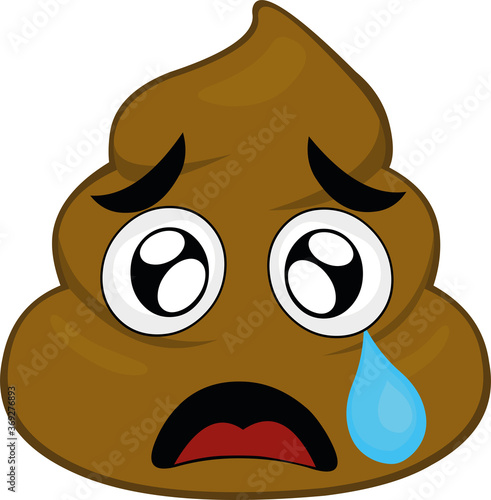 Vector illustration of poop emoticon with a sad expression