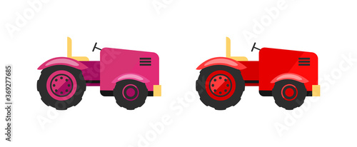 Tractors flat color vector objects set
