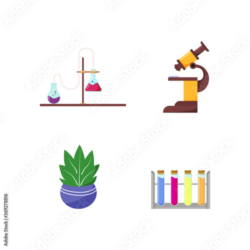 Laboratory equipment flat color vector object set