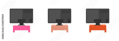 Television back flat color vector objects set