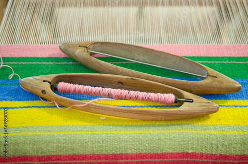 Traditional weaving hand loom for carpets in Bulgaria photo