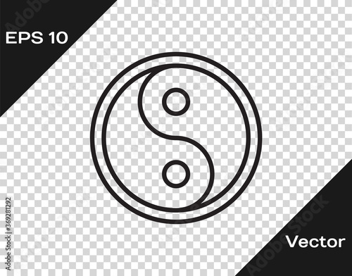 Black line Yin Yang symbol of harmony and balance icon isolated on transparent background. Vector Illustration.