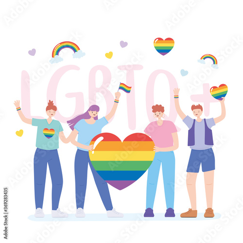 LGBTQ homosexuality and community protests people with rainbow flags