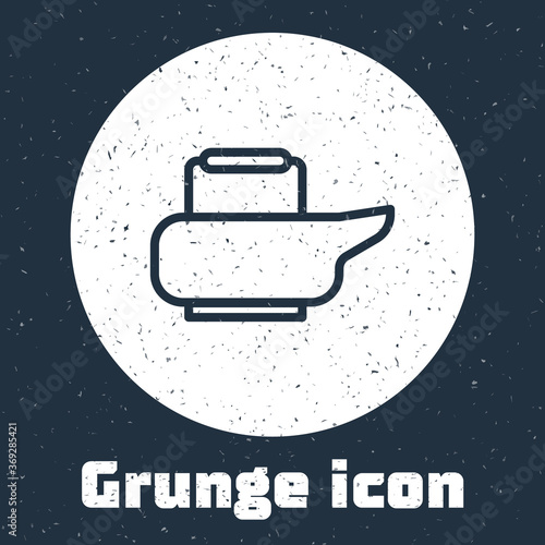 Grunge line Bedpan icon isolated on grey background. Toilet for bedridden patients. Monochrome vintage drawing. Vector Illustration.