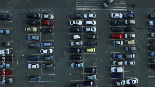 Photos Drone footage cars moving at parking