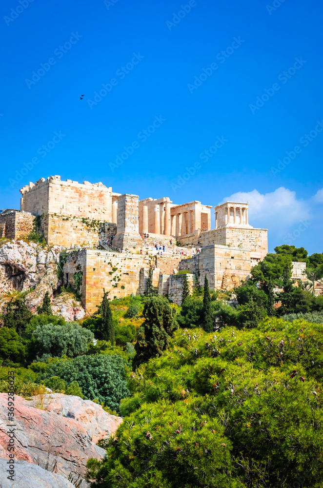 Panoramic view of Acropolis Hill in Athens, capital of Greece.