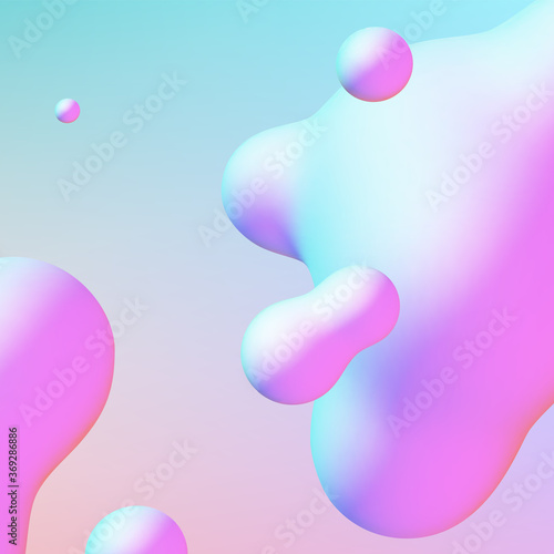 Fluid design liquid blobs with vibrant intense colors abstract background