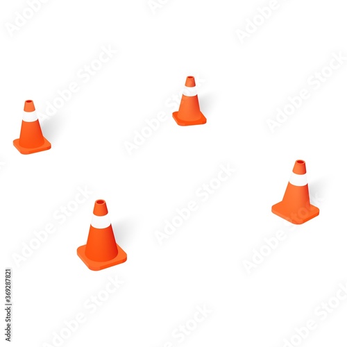 Vector parking lot with orange traffic cones