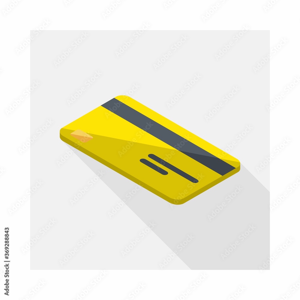 Credit card Yellow left view icon vector isometric. Credit card Yellow left view icon vector isometric.
