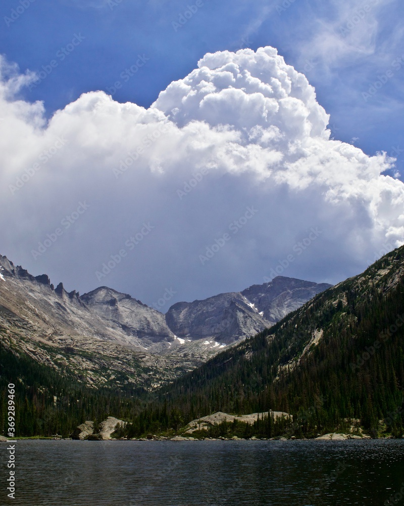 mills lake with cool clouds above mountains