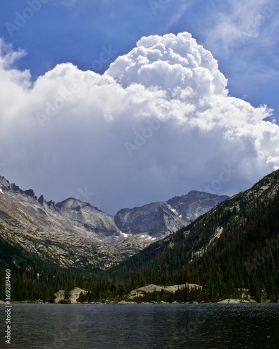 mills lake with cool clouds above mountains