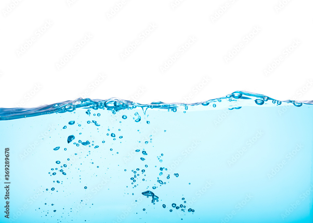 Water with water waves and bubbles separately on a white background Water with water waves and bubbles separately on a white background