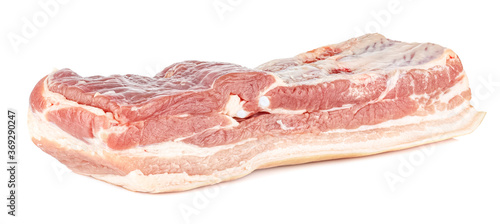 Fresh pork belly with a thin layer of bacon isolated on white background