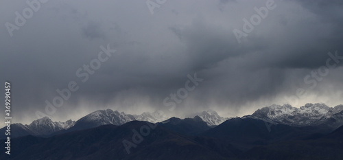 Panoramic view of the snow-capped mountains