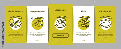 Eyelid Surgery Healthy Onboarding Mobile App Page Screen Vector. Eyelid Surgery Blepharoplasty Cosmetic Correction, Injection And Smoothing Wrinkles Illustrations