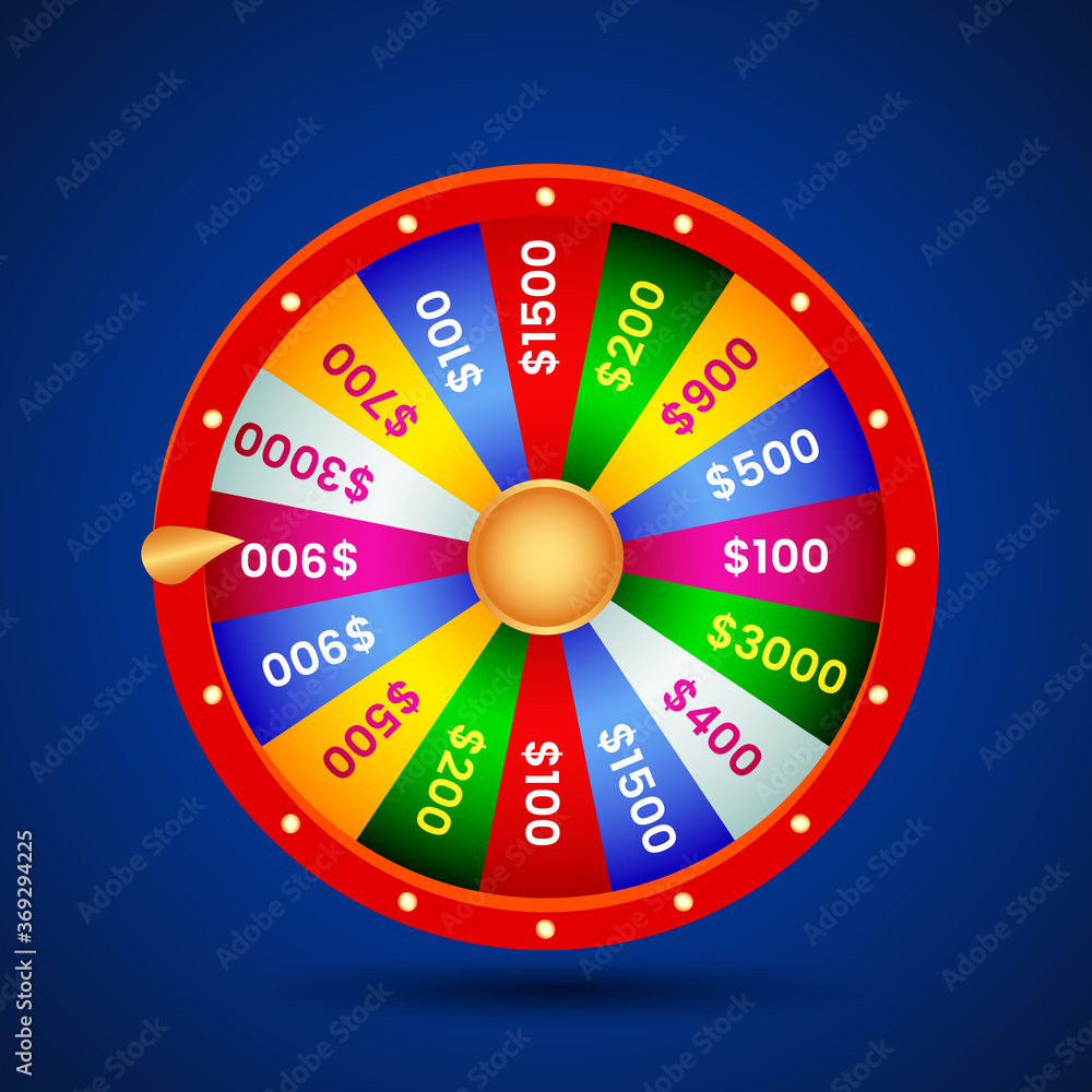 realistic wheel of fortune on blue background with shadow. realistic wheel of fortune on blue background with shadow.