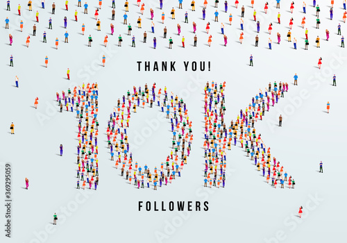 Fotografie, Obraz Thank you, 10k or ten thousand followers celebration design