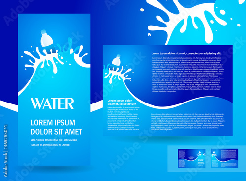 brochure design template trifold water aqua splash bottle drops element