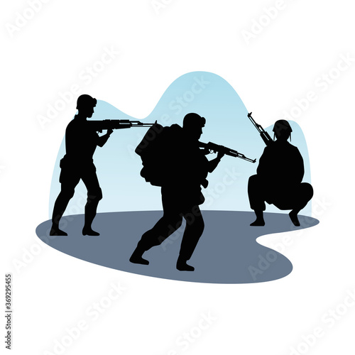 three soldiers military silhouettes figures photo