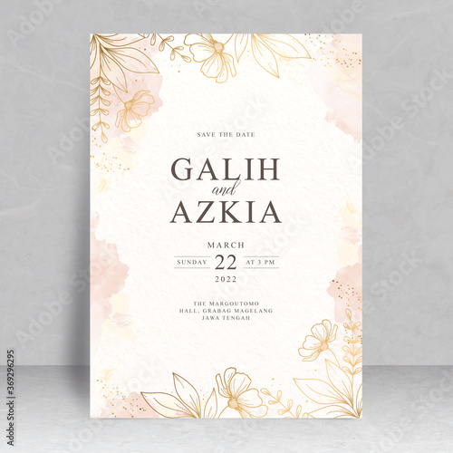 Splash watercolor hand drawn floral for wedding card theme