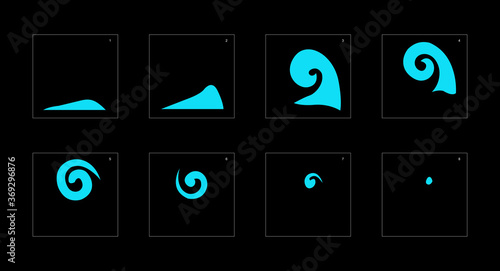 Smoke effect. blue smoke animation sprite sheet. classic smoke effect animation for game or cartoon or animation. vector style animation effect 1632.