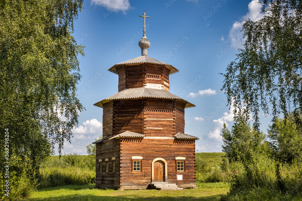 The chapel from the village of Pritykino Sharyinsky district (XVIII-XIX centuries). Golden ring of Russia. Kostroma, Russia The chapel from the village of Pritykino Sharyinsky district (XVIII-XIX centuries). Golden ring of Russia. Kostroma, Russia