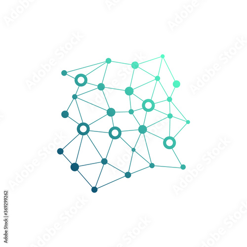 Brain icon. Medical and technology elements. Abstract molecules structure. Stock illustration.