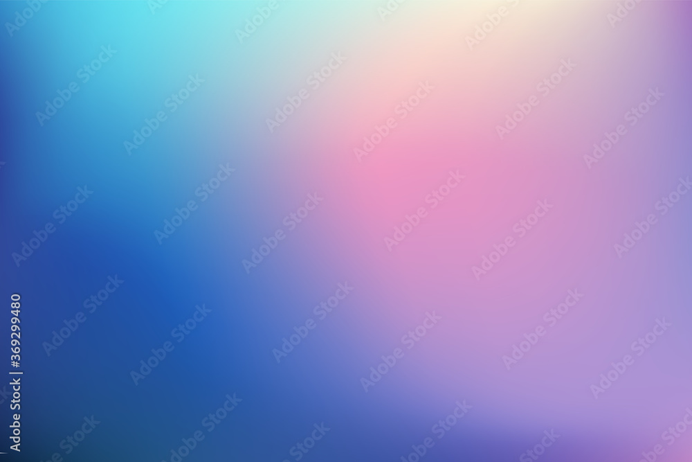 Abstract Blurred purple pink teal background. Soft bright gradient backdrop with place for text. Vector illustration for your graphic design, banner, poster