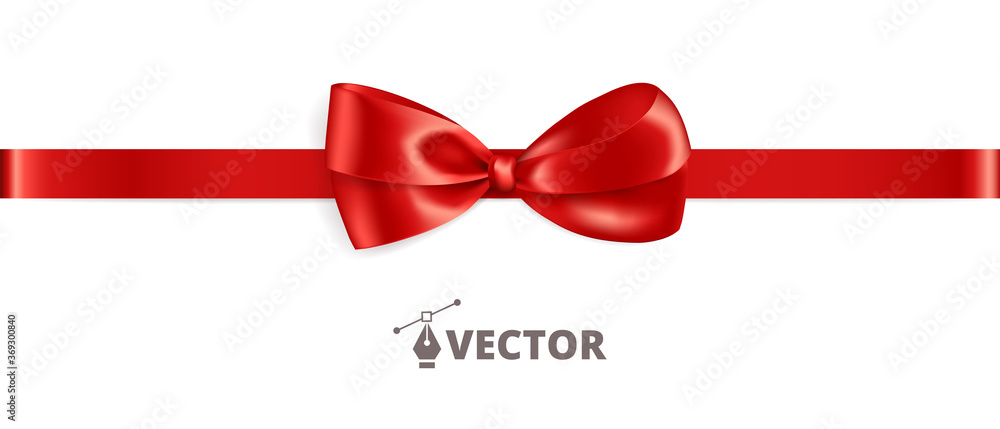 Banner with gift bow. Red ribbon isolated. Gift card design template. Vector holiday decoration. Great for christmas and birthday cards, sale banners. Easy to change colors and reposition the bow. Banner with gift bow. Red ribbon isolated. Gift card design template. Vector holiday decoration. Great for christmas and birthday cards, sale banners. Easy to change colors and reposition the bow.