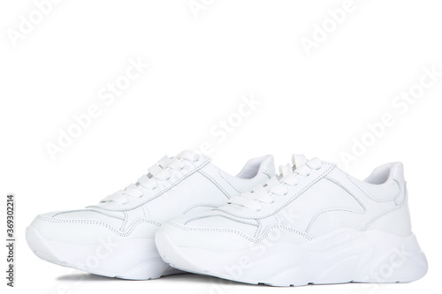 Pair of white shoes isolated on white background