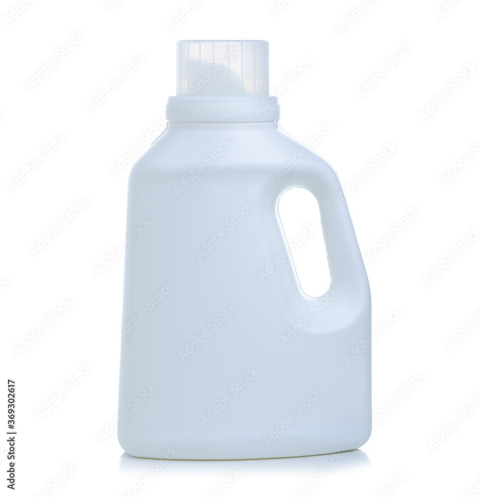 White plastic bottle for liquid laundry gel on a white background isolation White plastic bottle for liquid laundry gel on a white background isolation
