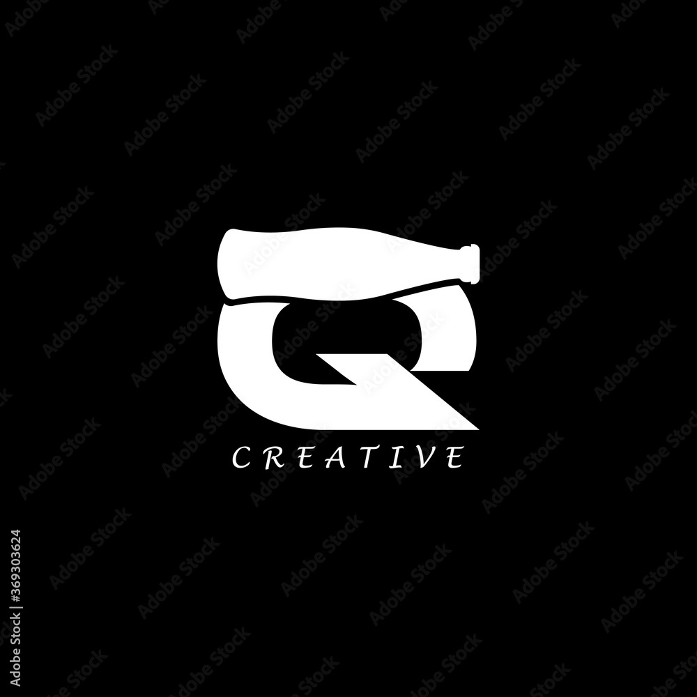 Bottle concept Q letter logo design Bottle concept Q letter logo design