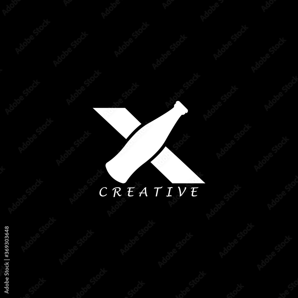 Bottle concept X letter logo design Bottle concept X letter logo design