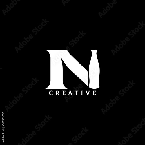 Bottle concept N letter logo design