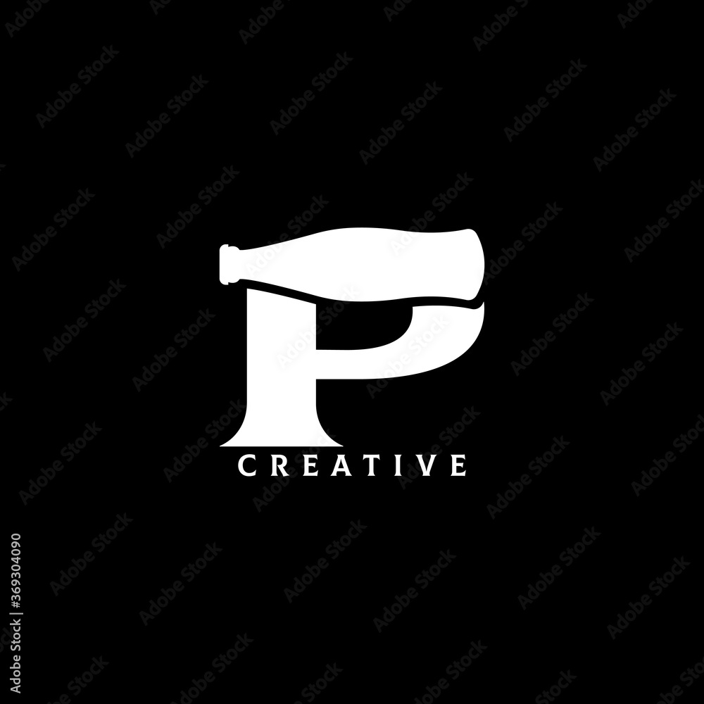 Bottle concept P letter logo design Bottle concept P letter logo design