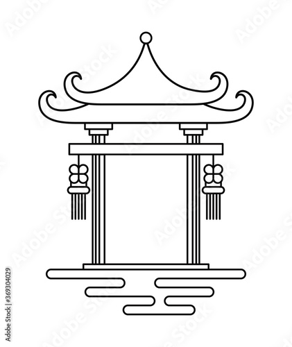 Chinese arch line style icon design, China culture asia travel landmark famous asian and oriental theme Vector illustration