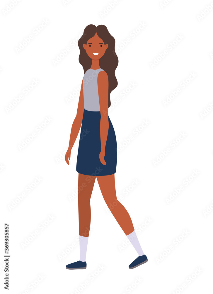 Avatar black woman cartoon design, Girl female person people human and social media theme Vector illustration