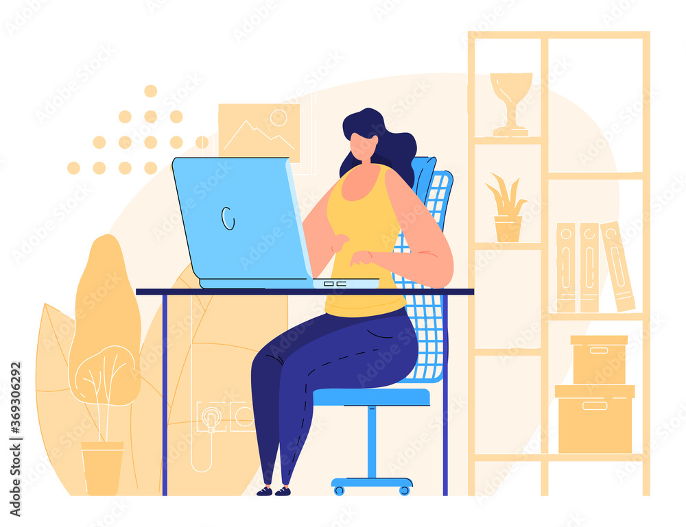 People work in the office. People work with laptop.Flat Vector Illustration People work in the office. People work with laptop.Flat Vector Illustration