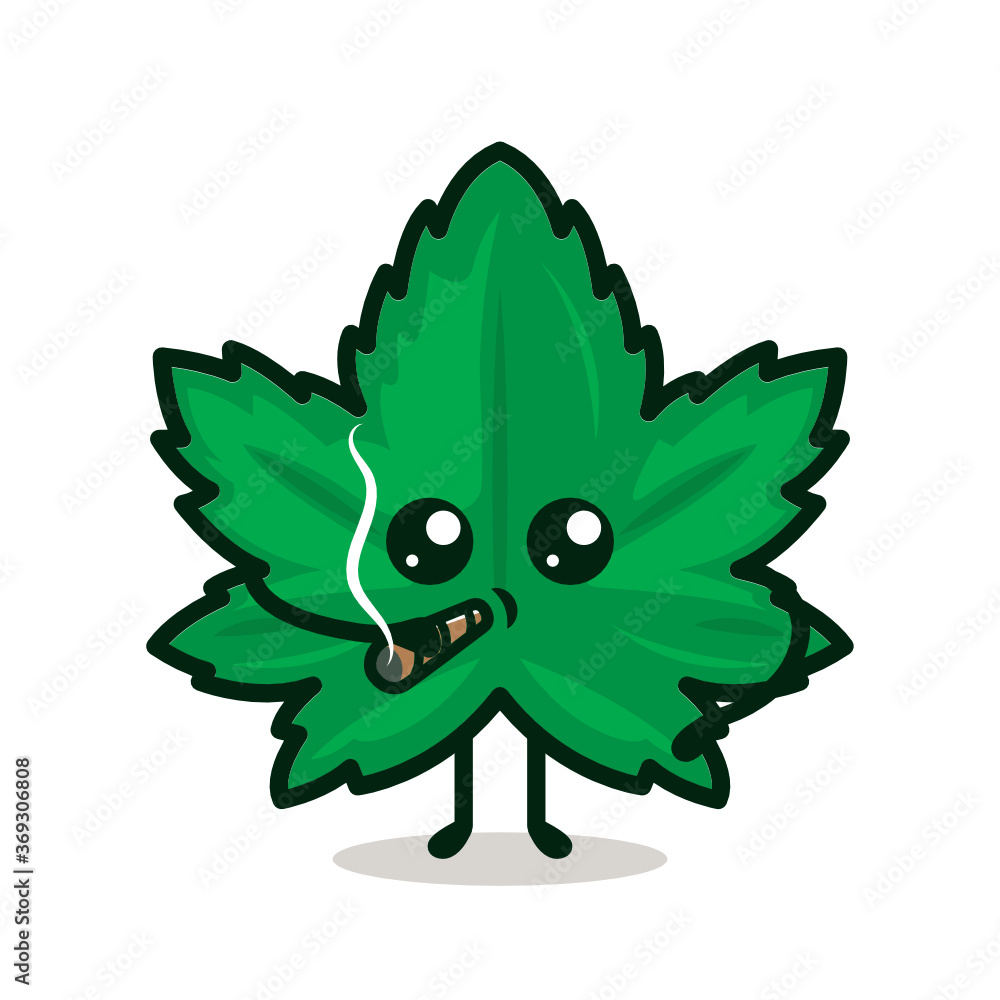 Fototapeta premium Cute cannabis mascot design illustration
