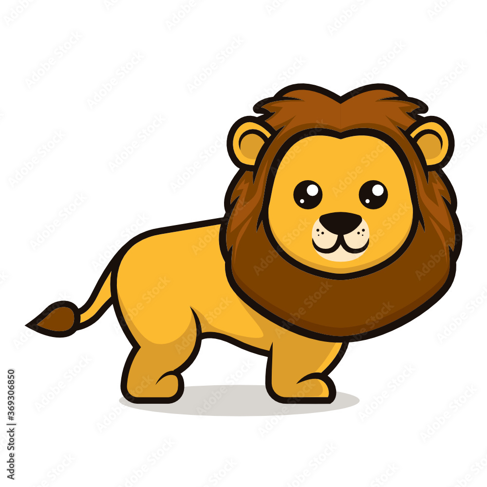 Obraz premium Cute baby lion mascot design illustration