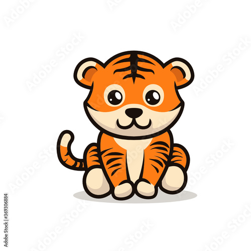 Cute baby tiger mascot design illustration