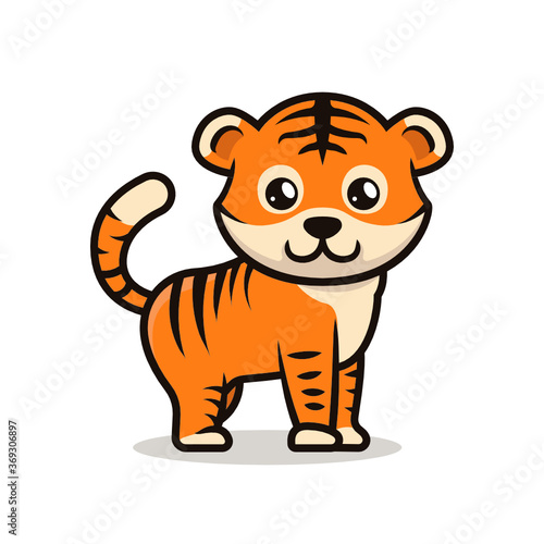 Cute baby tiger mascot design illustration