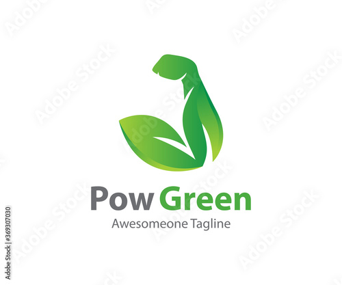 Hand And Leaf Logo Concept, Green Han Logo Design