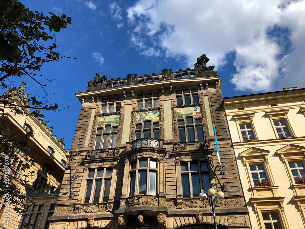 Iconic example of an art nouveau building facade