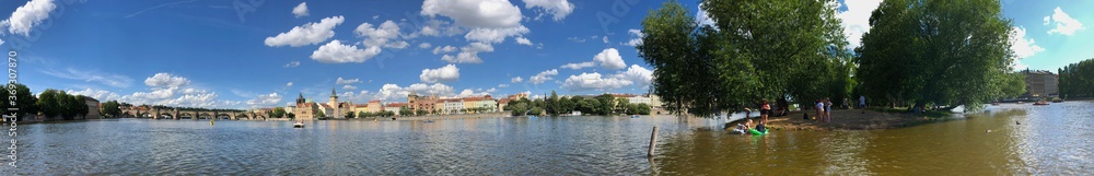 180 degree panoramic image of the Charles Bridge and Prague Castle 180 degree panoramic image of the Charles Bridge and Prague Castle