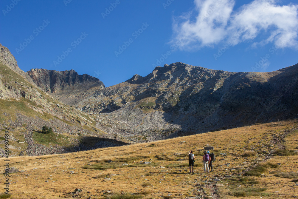 hikers on the way to the summit of Canigou