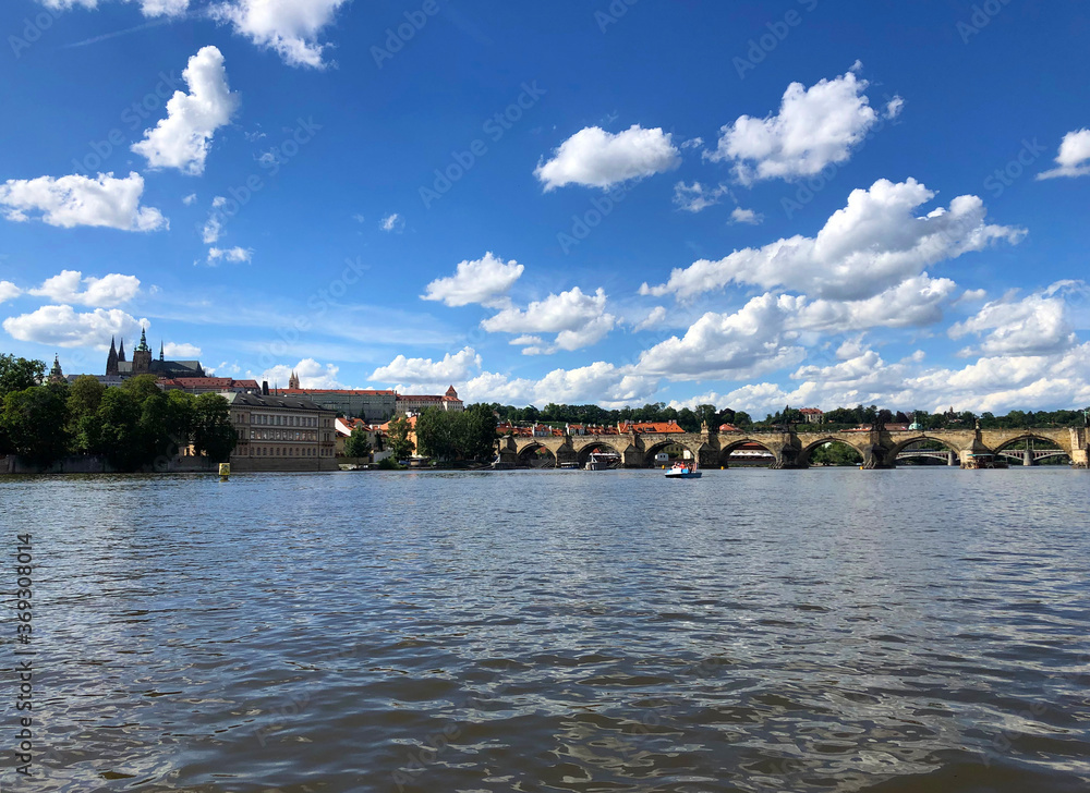 Fototapeta premium Channel lock system on the Vltava river in Prague
