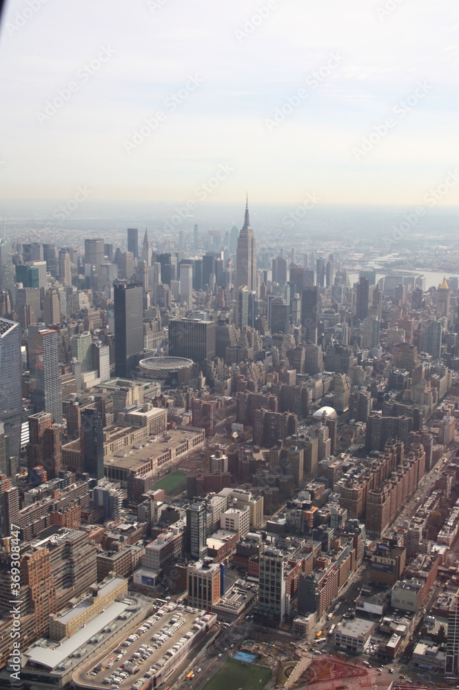 Aerial view of the New Big Apple, New York City (NYC), Manhattan, USA, America.